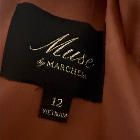 Muse by Marchesa Lily Organza Ombré Cascading Ruffles V-Neck Gown - Picture 2 of 7